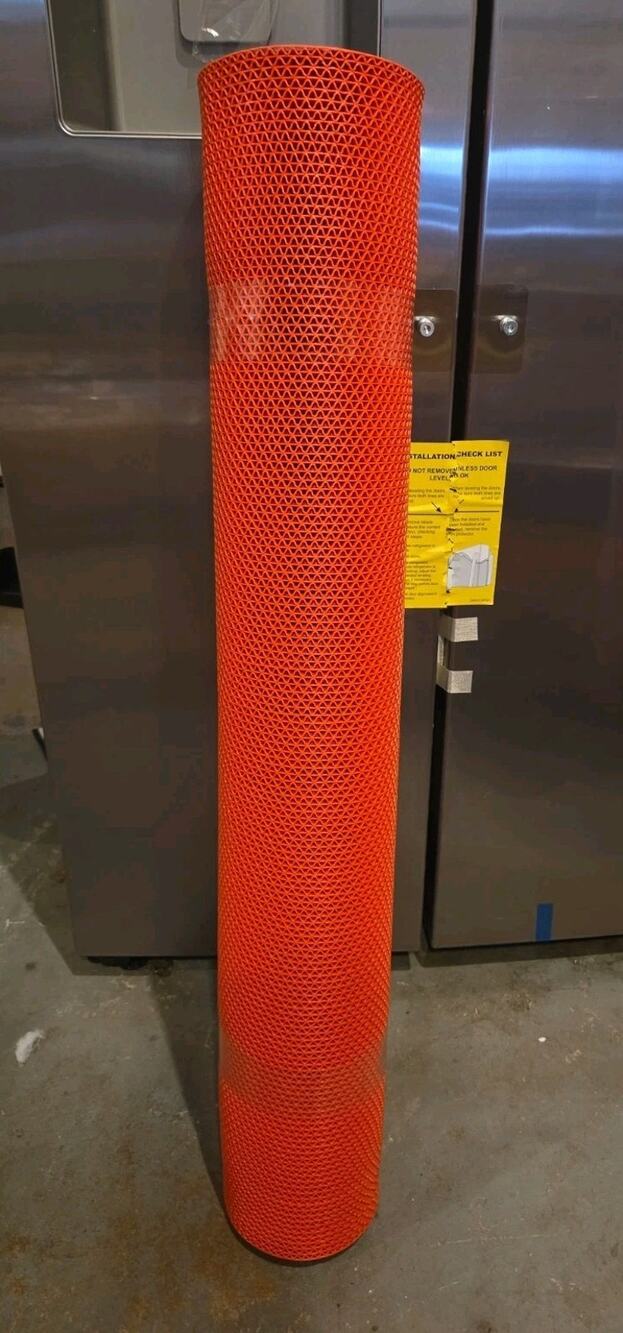Red Non-Slip Mesh Floor Mat Roll - 3 ft x 10 ft Heavy Duty PVC Drainage Liner"